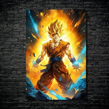 Fighting Goku Anime  HD Shining Metal Poster