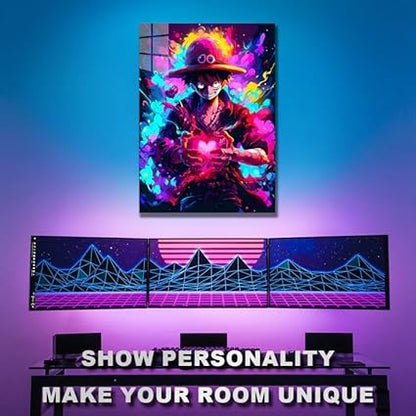 Monkey D. Luffy Neon-  HD Shining Metal Poster