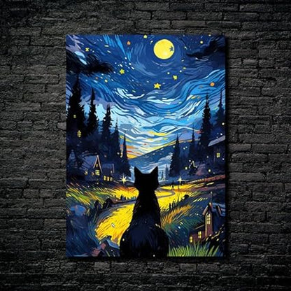 Serie Van Gogh-gato negro-Obras de arte 