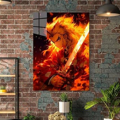 Kyojuro Rengoku - Flames- HD Shining Metal Poster