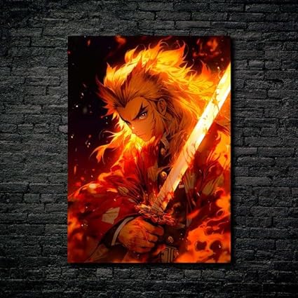 Kyojuro Rengoku - Flames- HD Shining Metal Poster