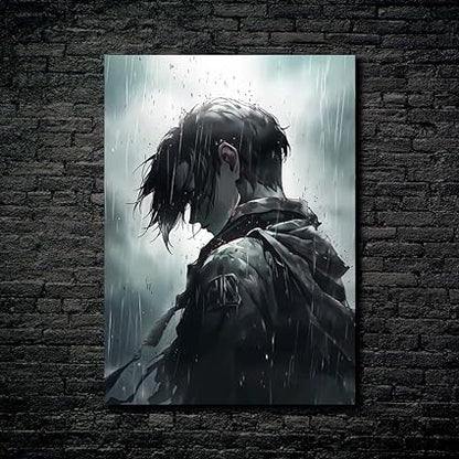 Affiche en métal brillant HD de Levi Ackerman Dramatic