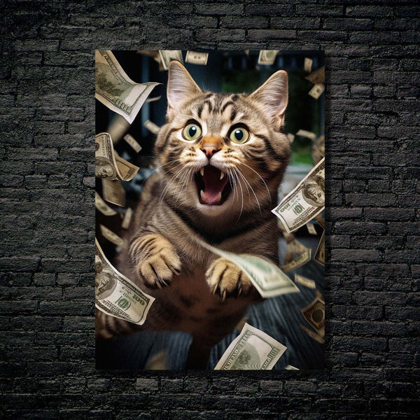 Cat and Money- HD Shining Metal Poster