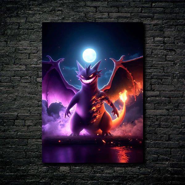 Charizard x Gengar Fusion- HD Shining Metal Poster