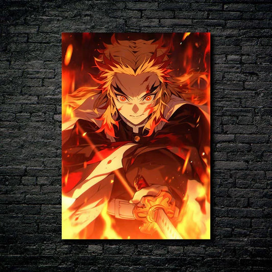 Flame Hashira - Demon Slayer- HD Shining Metal Poster