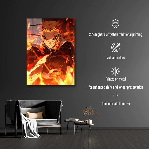 Flame Hashira - Demon Slayer - Affiche HD Shining Metal