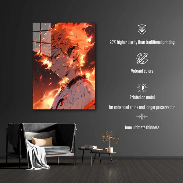 Flaming Hinata Shoyo- HD Shining Metal Poster