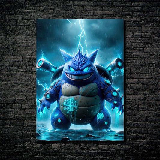 Gengar x Blastoise 2  HD Shining Metal Poster