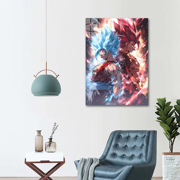 Goku Super Saiyan blue and red- HD Shining Metal Poster