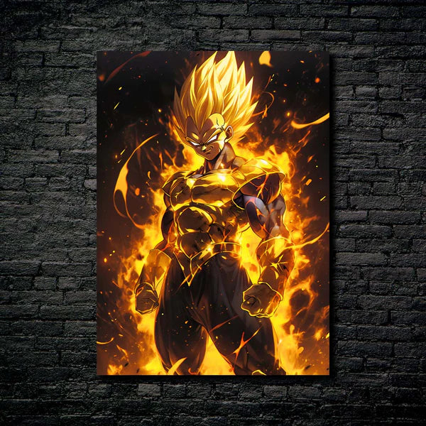 Golden vegeta - Affiche en métal brillant HD