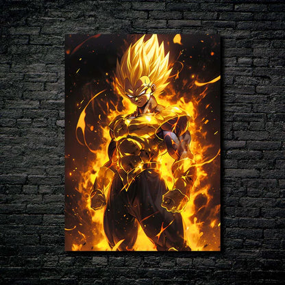 Golden vegeta - Affiche en métal brillant HD