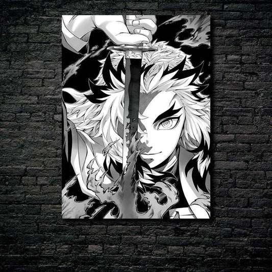 Kyojuro Rengoku black and white-Artwork