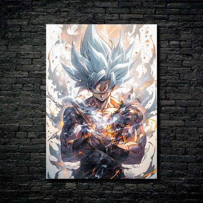 Goku Ultra Instinc 2 - Affiche HD en métal brillant