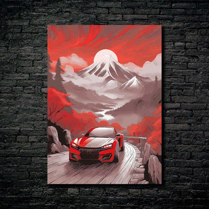 supra car on road in Japanese landscape-designed